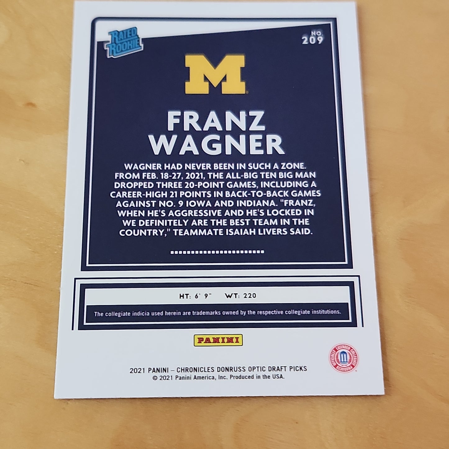 Panini Optic Rated Rookie Franz Wagner #209