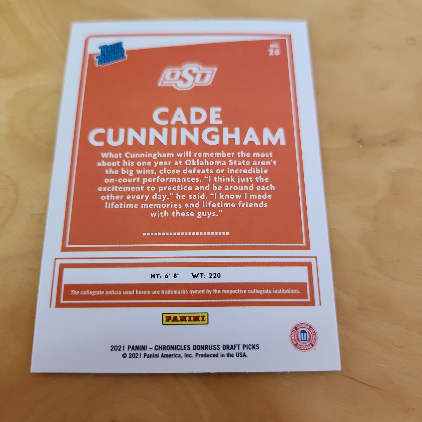 Panini Donruss Rated Rookie Cade Cunningham #26