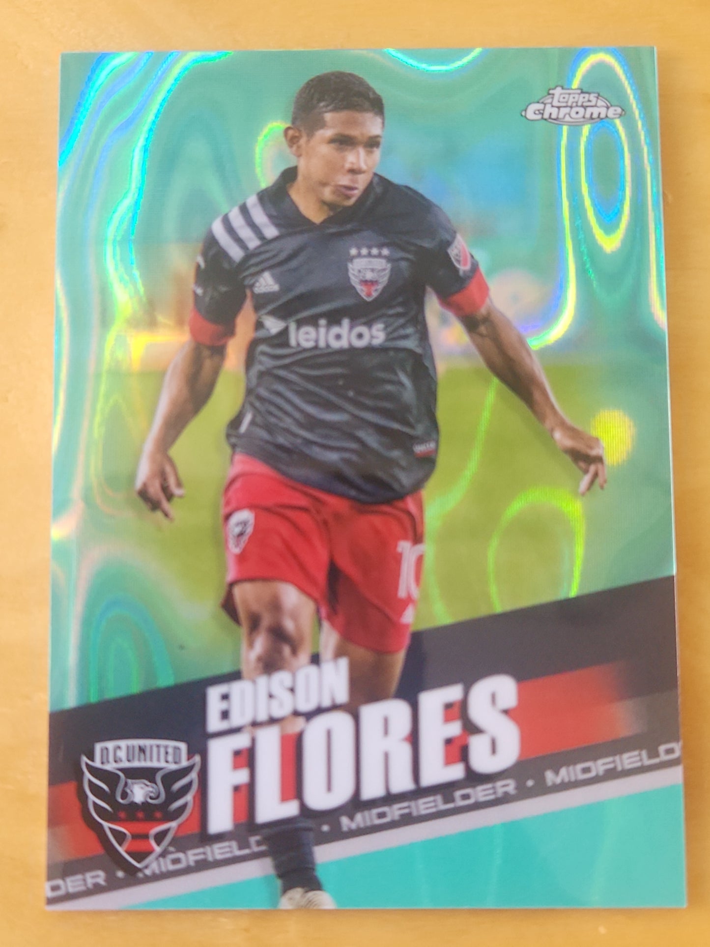 2022 Topps Chrome MLS Aqua Refractor Edison Flores 160/299 DC United #169