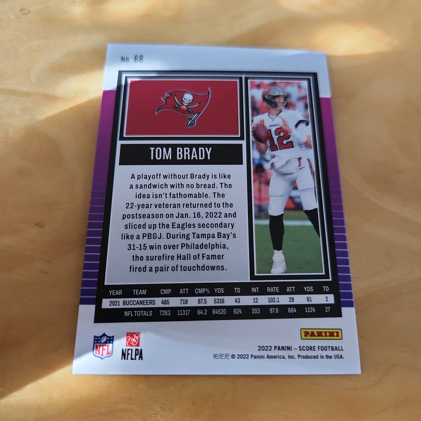 Panini Score Blue Tom Brady 007/100 #68