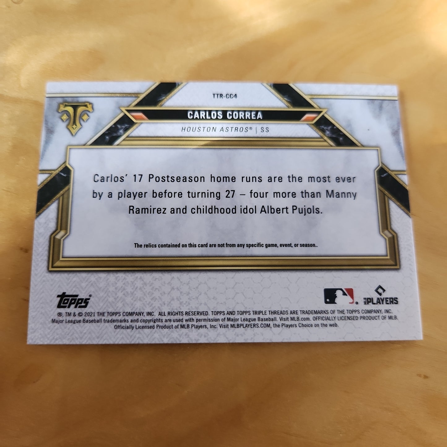Topps October Blasts Carlos Correa Relic 32/36 #TTR-CC4