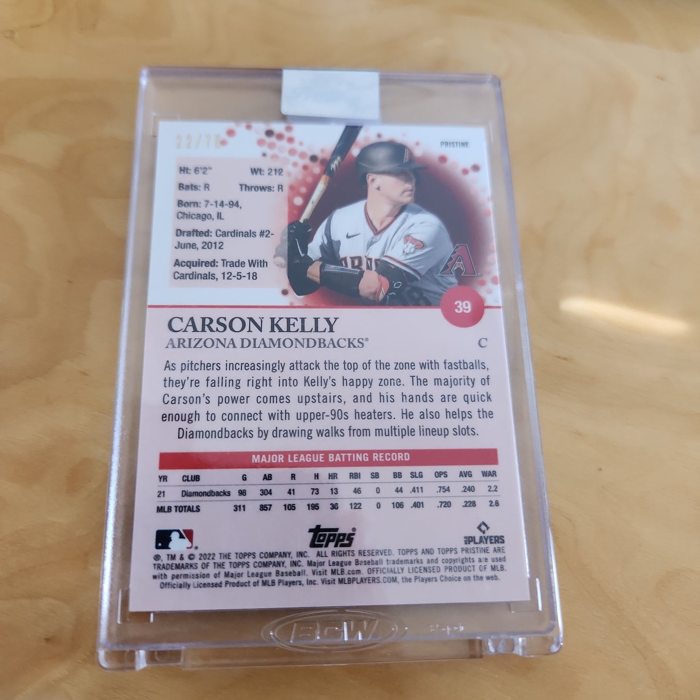 Topps Pristian Blue Carson Kelley 22/75 #39