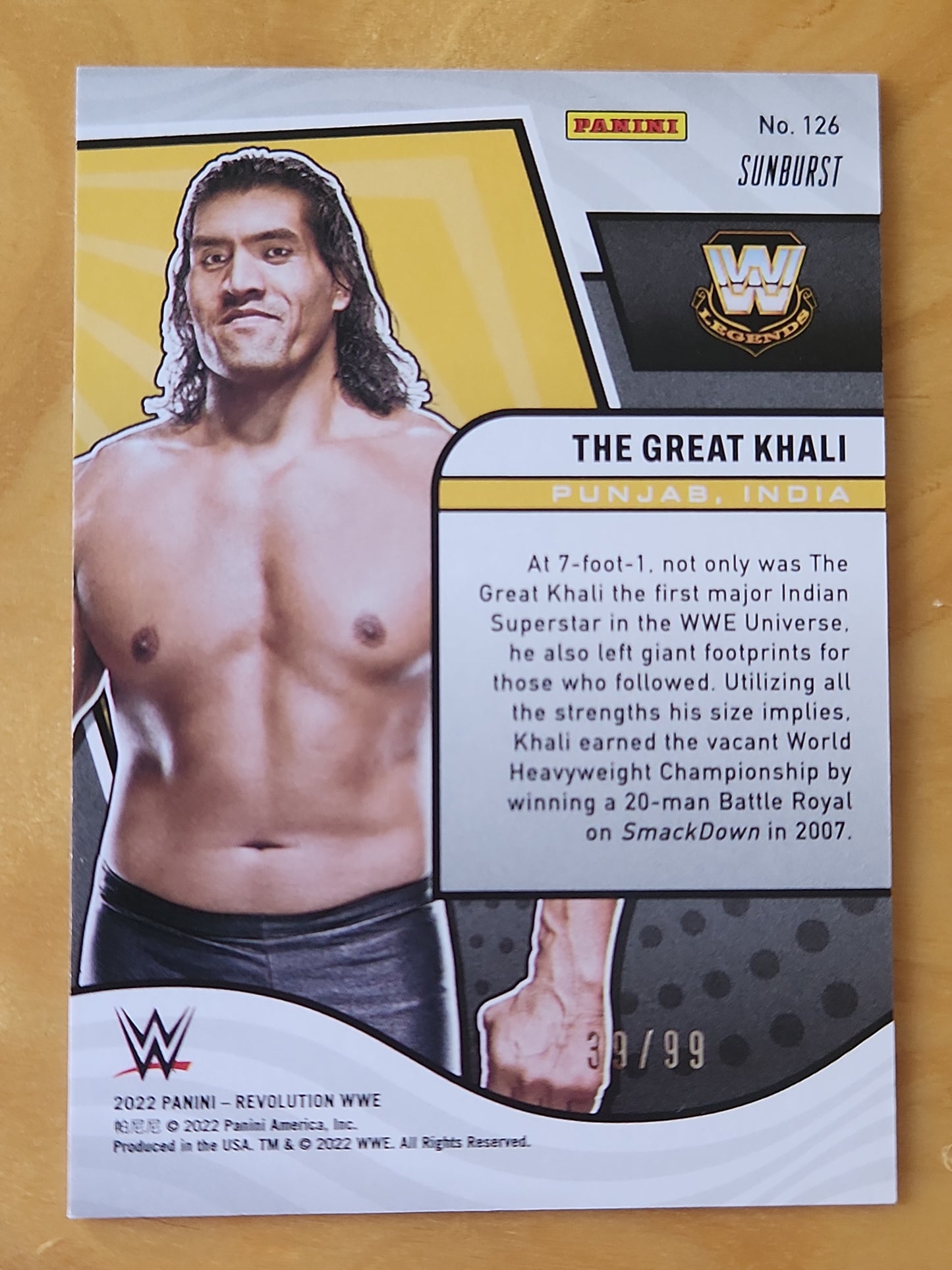 The Great Khali 2022 Panini Revolution WWE Legends Lava Gold #39/99 SSP SP 126