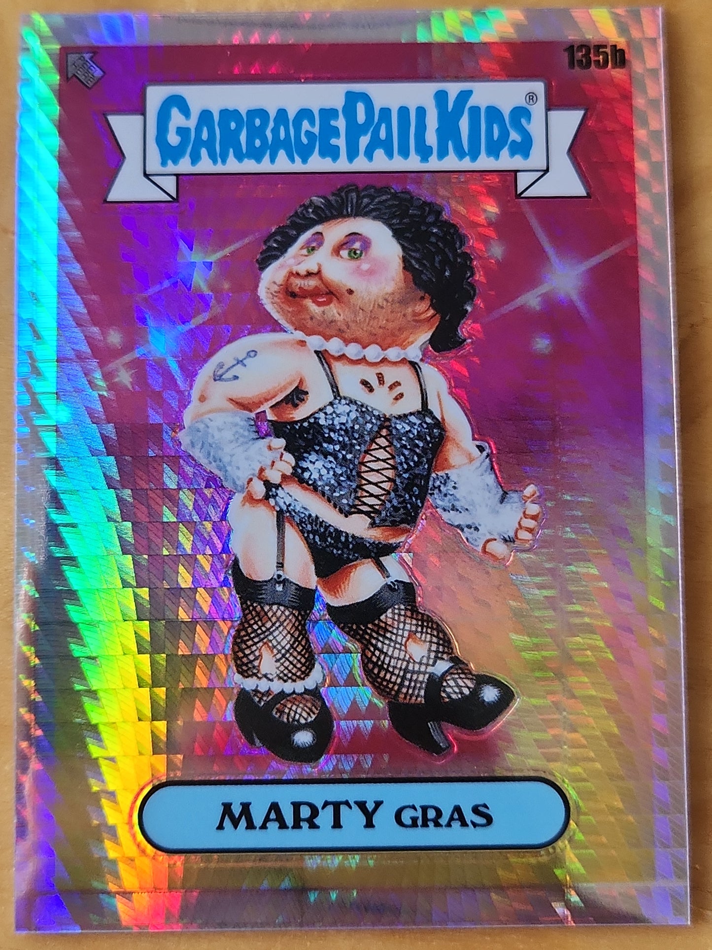 2021 Topps Garbage Pail Kids Chrome OS4 PRISM REFRACTOR 135b MARTY GRAS 030/199