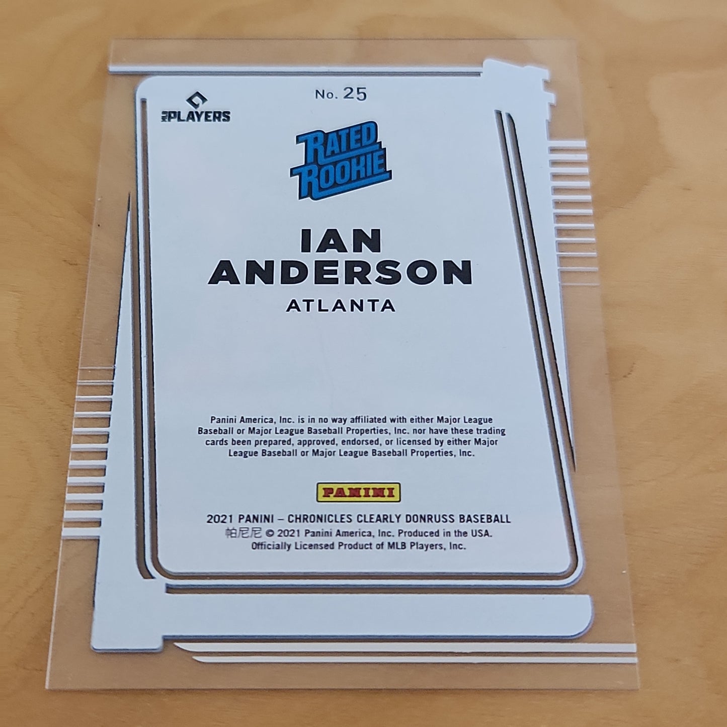 Panini Rated Rookie Clear Blue Ian Anderson 30/50 #25