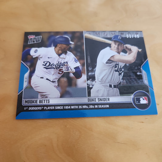 Topps Now Blue Mookie Betts & Duke Snider 1/49 #940