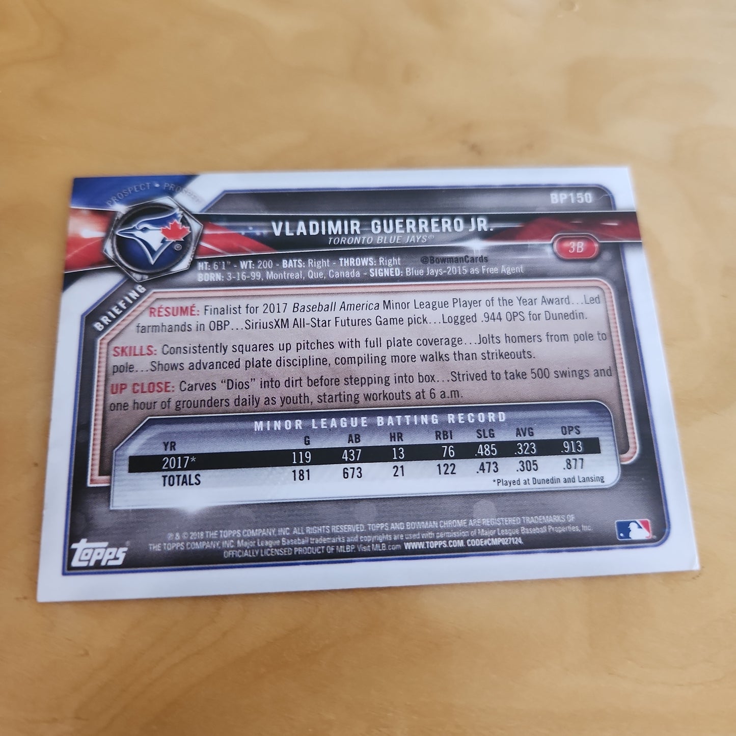 Topps 3B Vladimir Guerrero Jr. #BP150