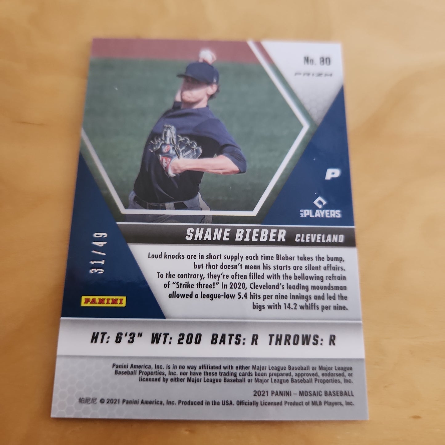 Panini Mosaic Prizm Purple Shave Biber 31/49 #80