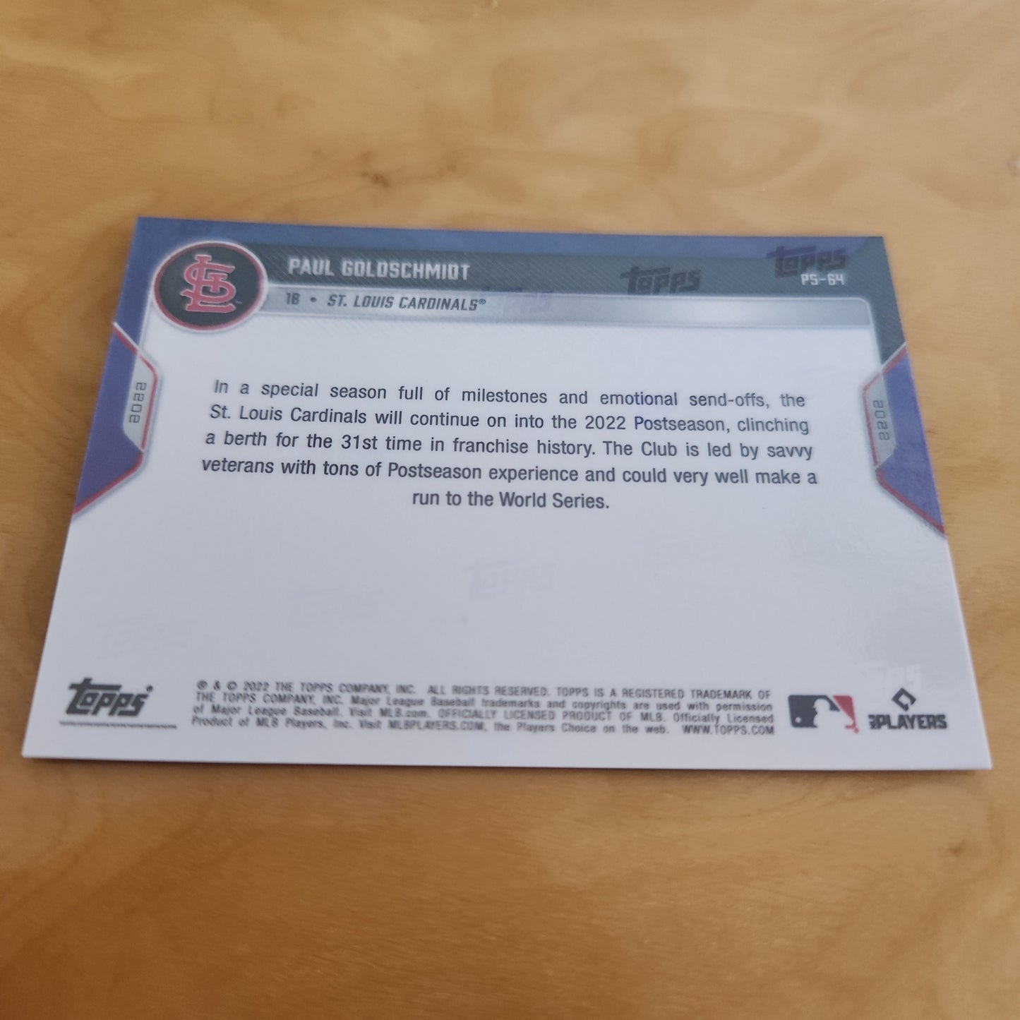 Topps Now Blue Postseason Paul Goldschmiot 33/49 #PS-64