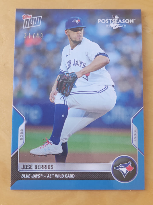 2022 TOPPS NOW PotSeoson Jose Berrios Blue PARALLEL CARD 31/49 Toranto Blue Jays #PS-78