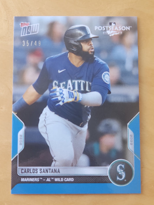 2022 TOPPS NOW PotSeoson Carlos Santana Blue PARALLEL CARD 35/49 Seattle Mariners #PS-96