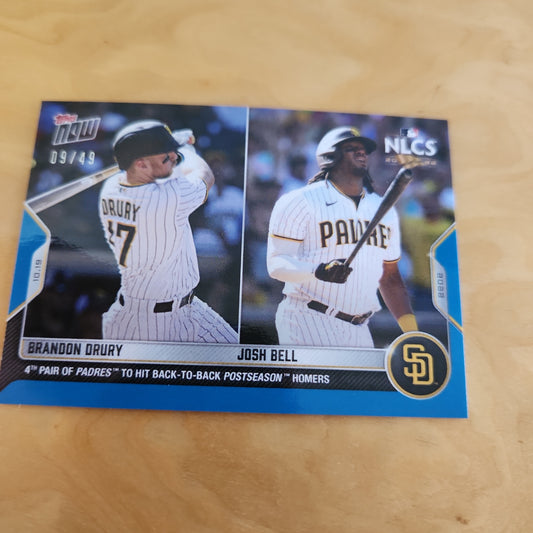 Topps Now Blue Brandon Drury & Josh Bell 09/49 #1103