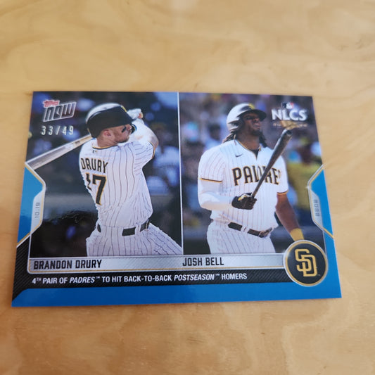Topps Now Blue Brandon Drury & Josh Bell 33/49 #1103