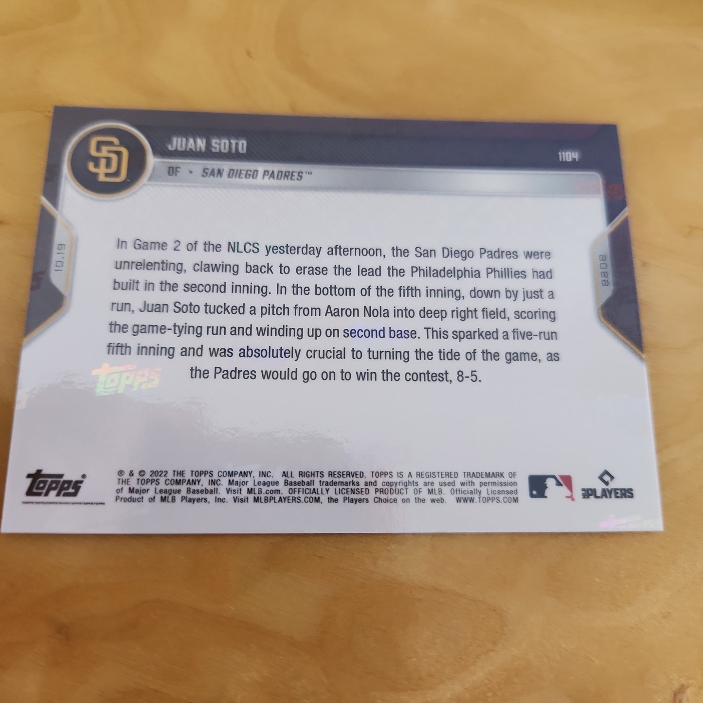 Topps Now Blue Juan Soto 30/49 #1104