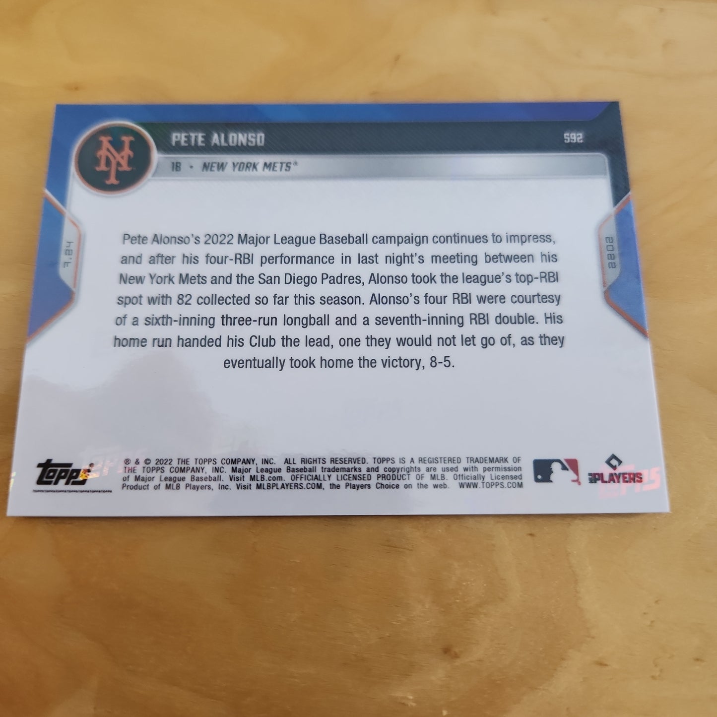 Topps Now Blue Pete Alonso 17/49 #592