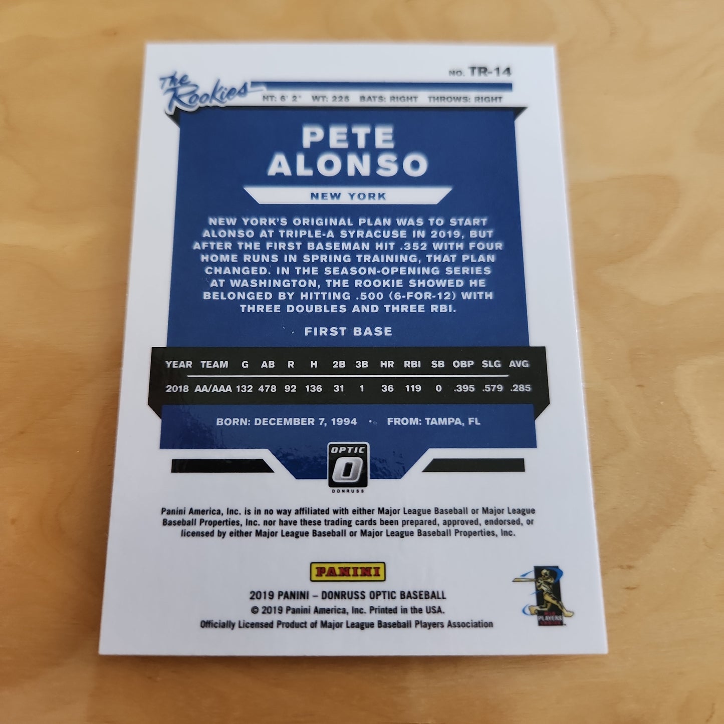 Panini Optic The Rookies Chrome Pete Alonso #TR-14