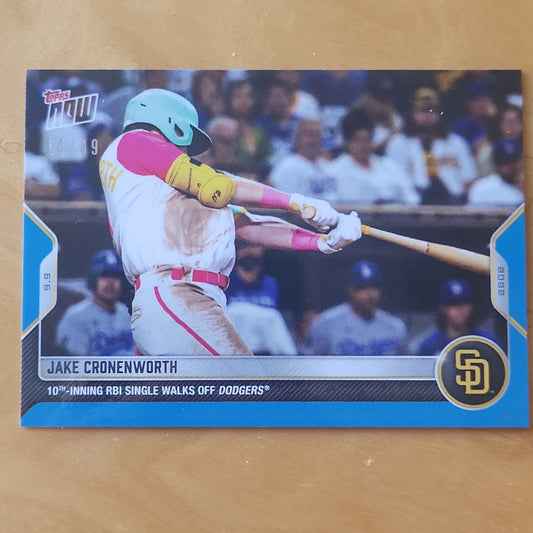 2022 TOPPS NOW #875 JAKE CRONENWORTH 10TH INNING RBI SINGLE WALK OFF PADRES Blue Parellel 14/49