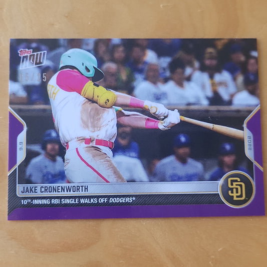 2022 TOPPS NOW #875 JAKE CRONENWORTH 10TH INNING RBI SINGLE WALK OFF PADRES Purple Parellel 05/25