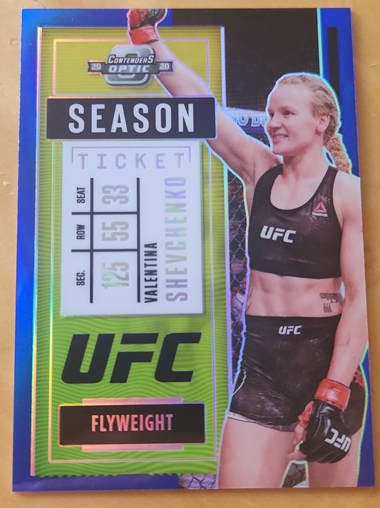 2021 Panini Chronicles UFC Contenders Optic Valentina Shevchenko Blue Prizm 74/99