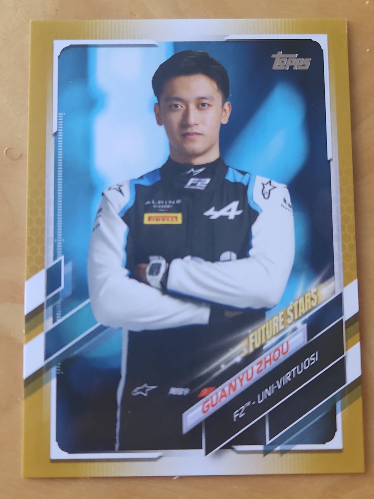 2021 Topps Chrome Formula 1 Guanyu Zhou F2 Racers Refractor 61 F1 Gold Parellel 12/50