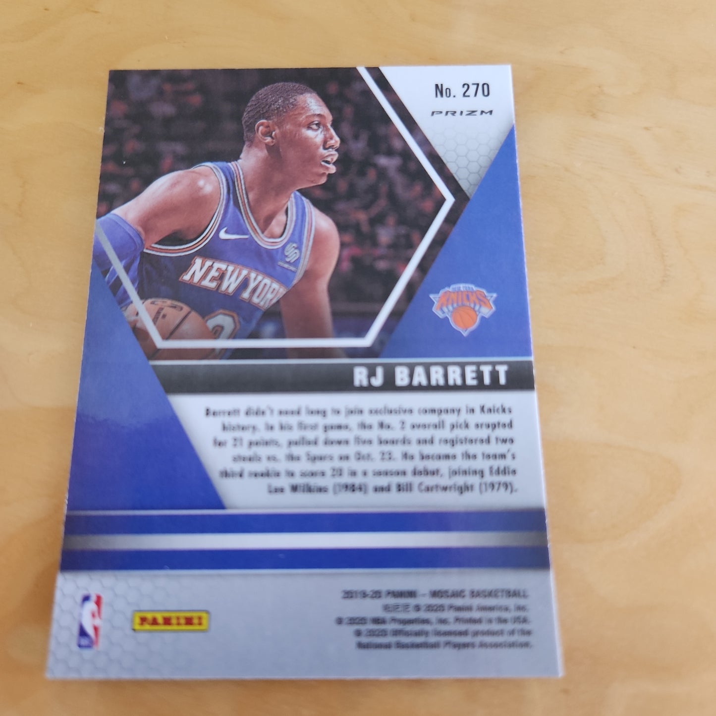 Panini Prizm Mosiac Reactive Gold NBA Debut RJ Barrett RC #270