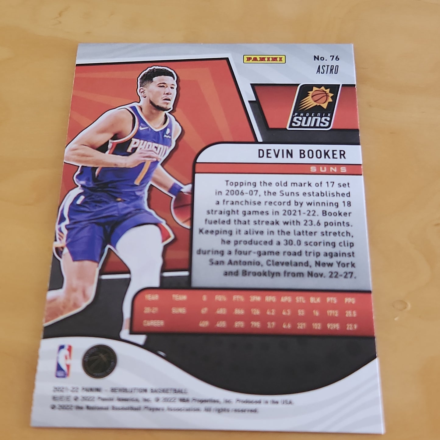 Panini Revolutions Astro Devin Booker #76