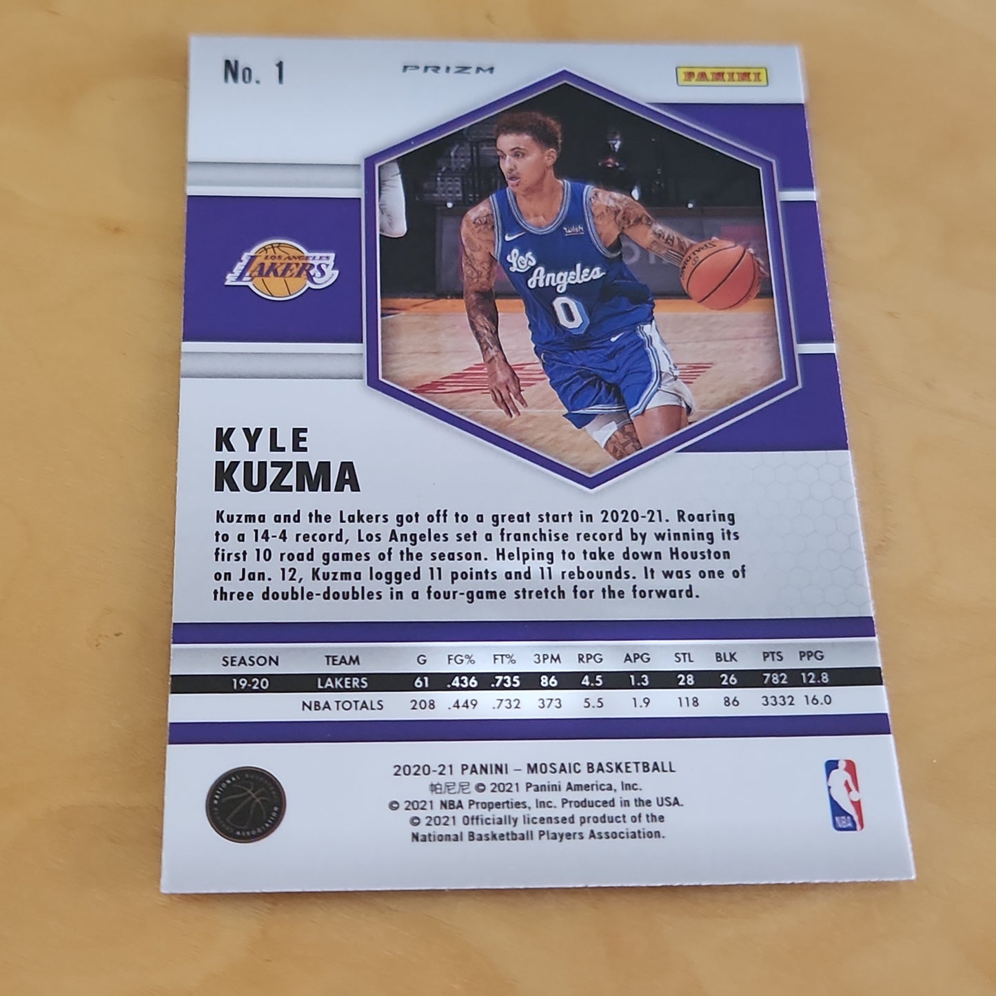 Panini Mosiac Prizm Red Kyle Kuzma #1