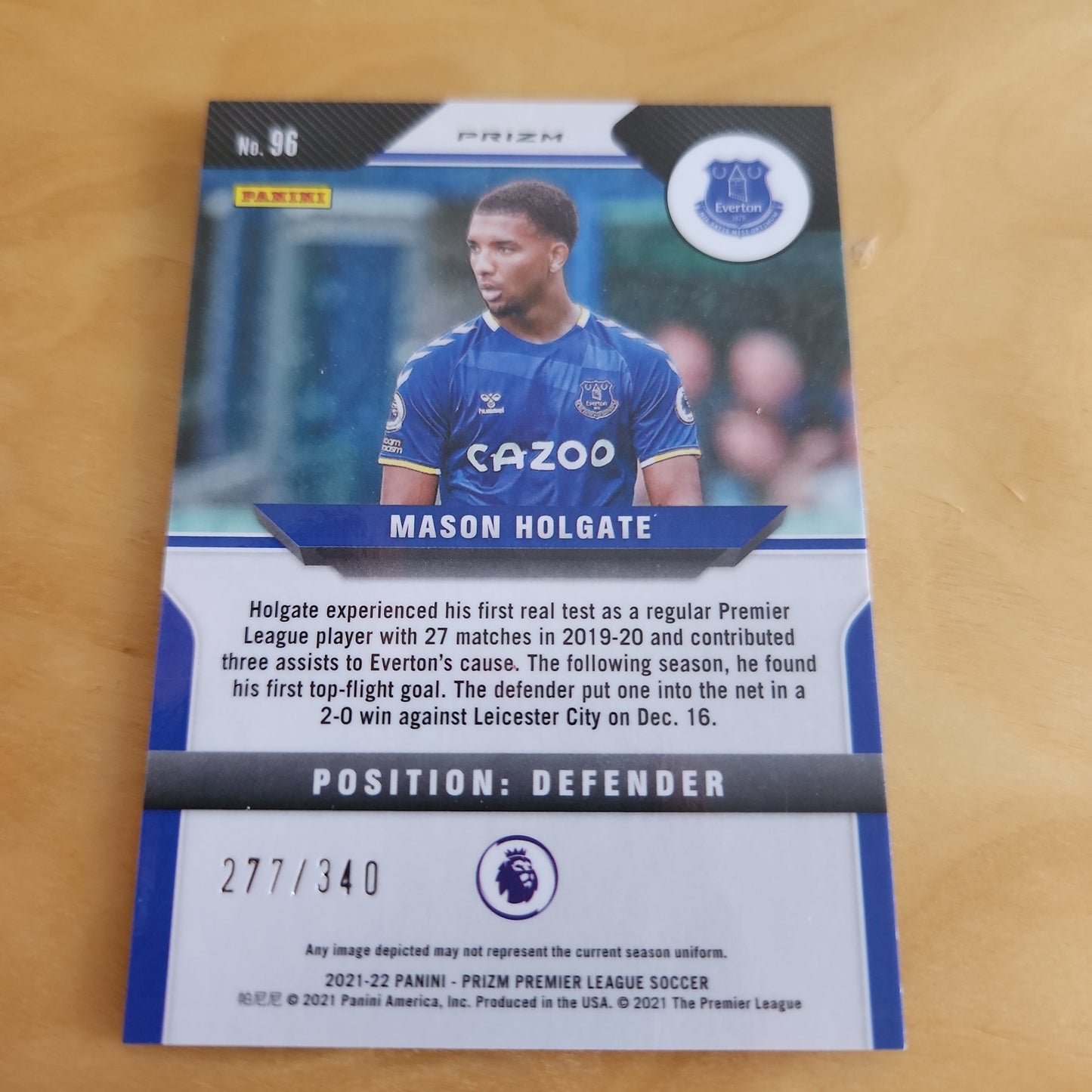 Panini Prizm Blue Madon Holgate 277/340 #96