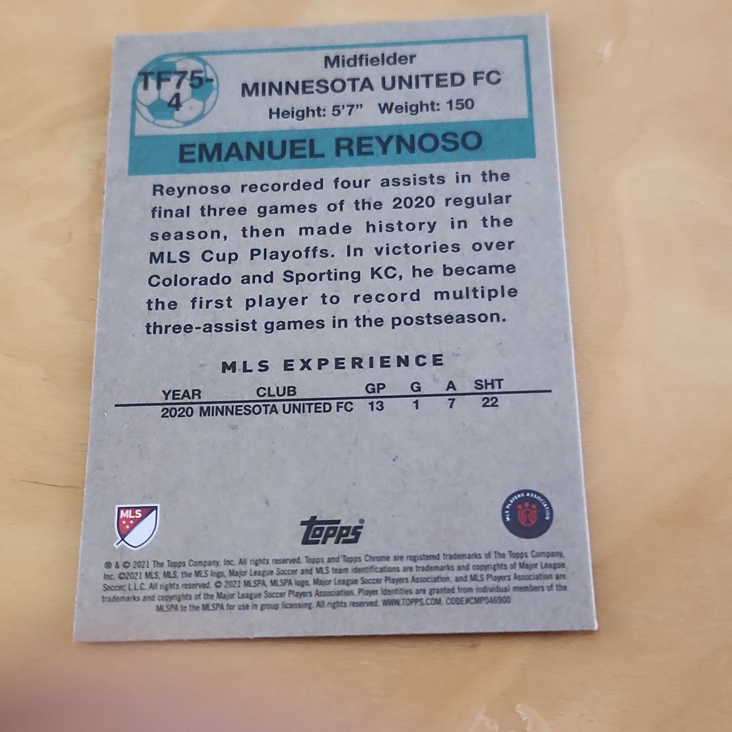 Topps Chrome Green Emmanuel Reynoso #TF75-4