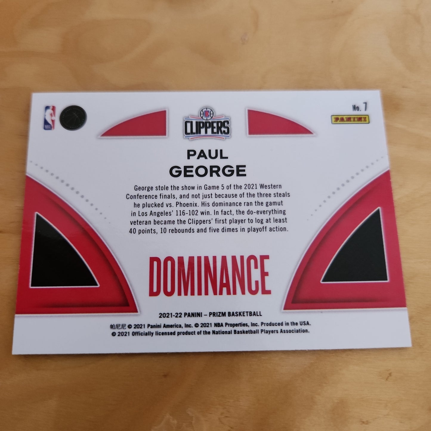 Panini Prizm Dominance Paul George #1