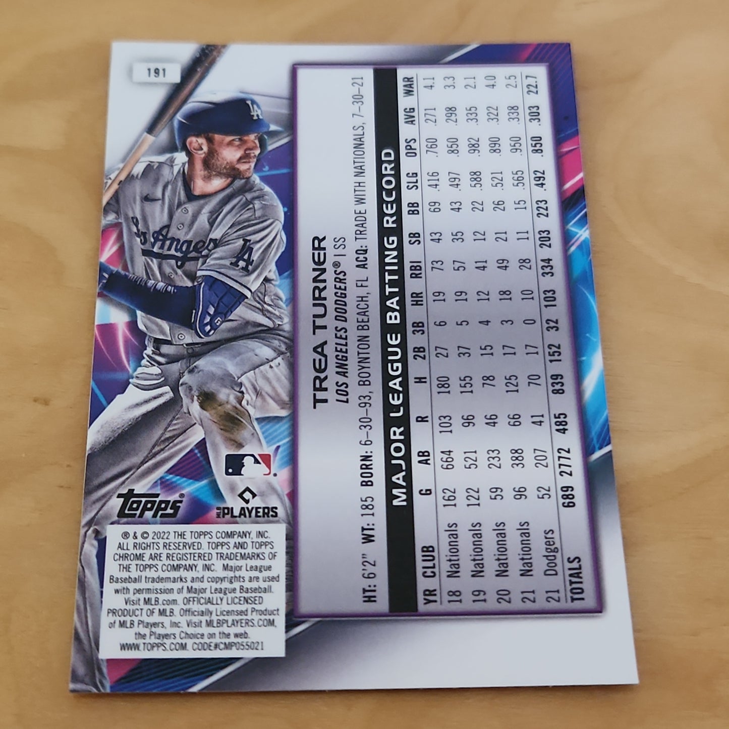 Topps Chrome Cosmic Scope Trea Turner #191