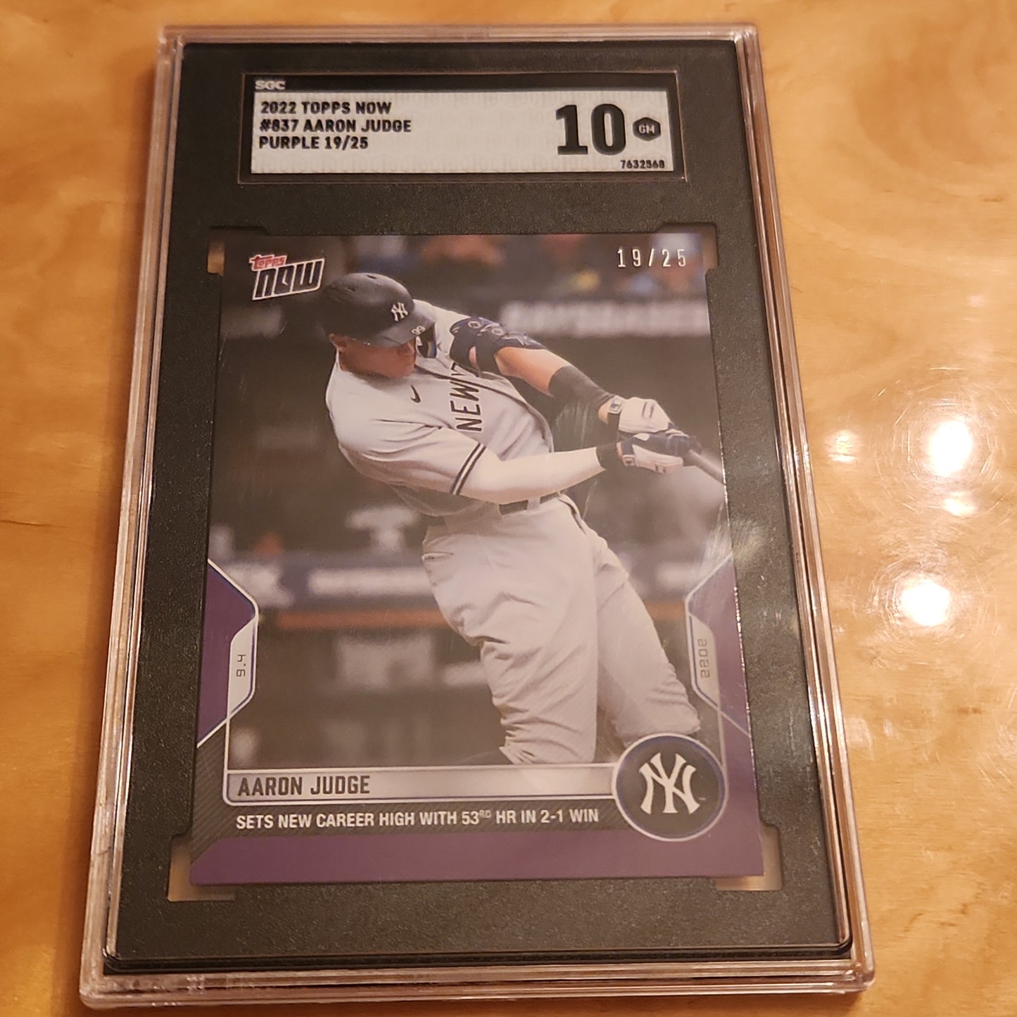 Topps Baseball Now Purple SGC Grade 10 Aaron Judge 19/25 #837