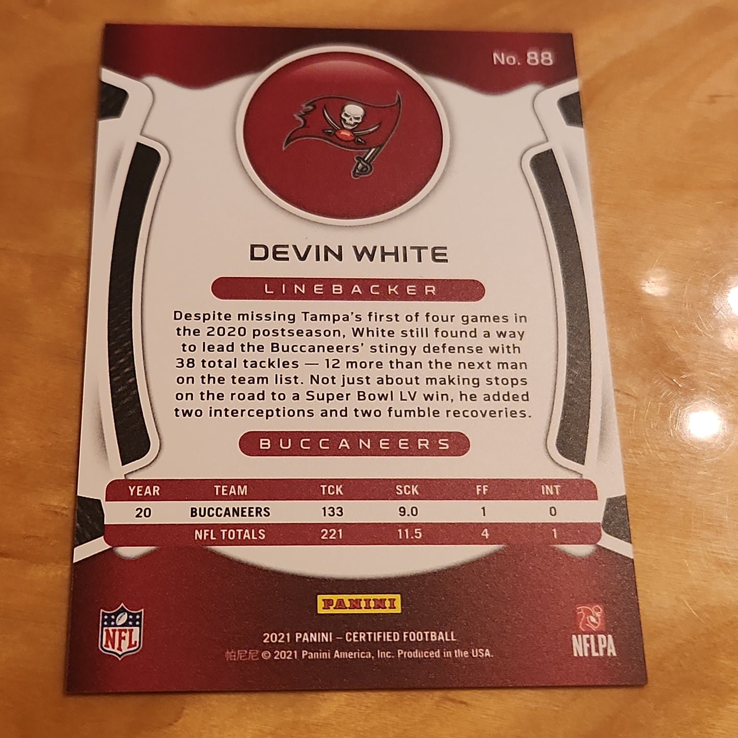Panini Certified Football Pink Devin White 091/199 #88