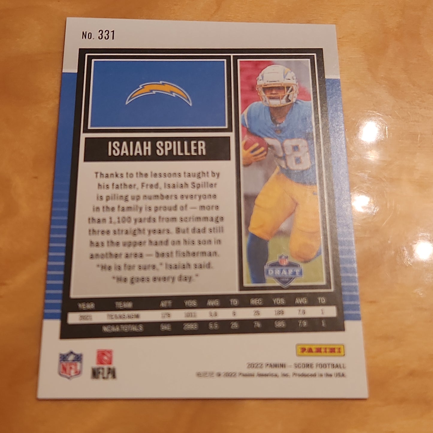 Panini Football Score Yellow Isaiah Spiller RC 47/50 #331