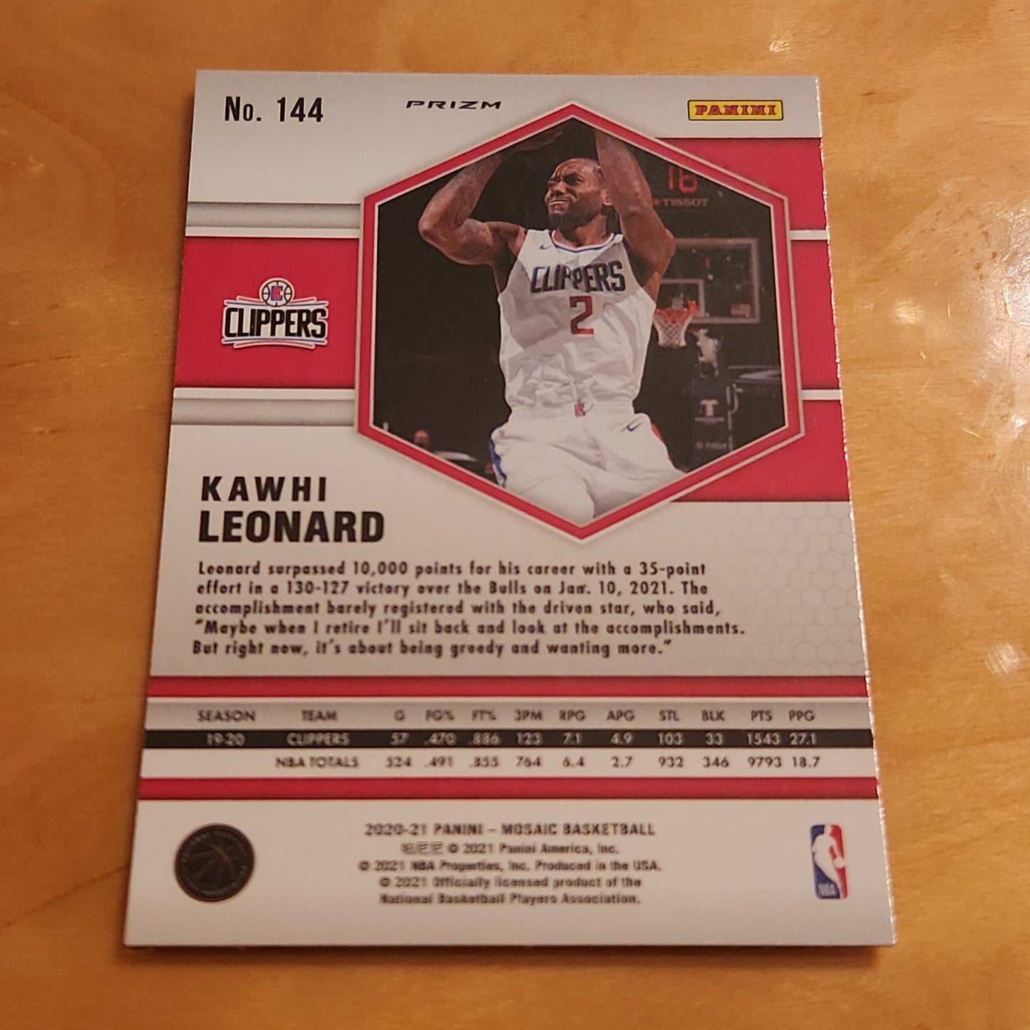 Panini Prizm Mosaic Red Kwahi Leonard #144