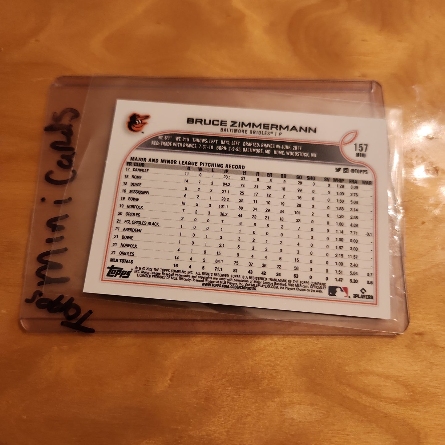 Topps Mini Black Bruce Zimmermann #157