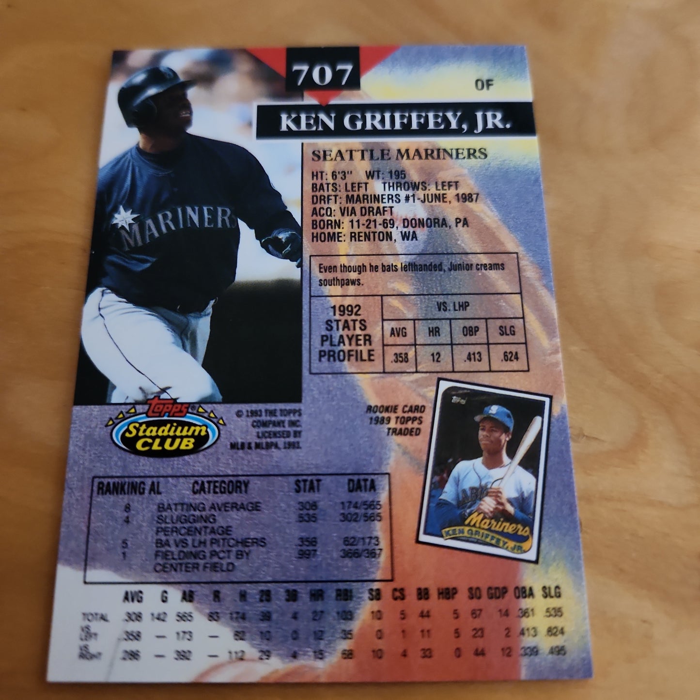 Topps Stadium Club Baseball Ken Griffey, Jr. #707