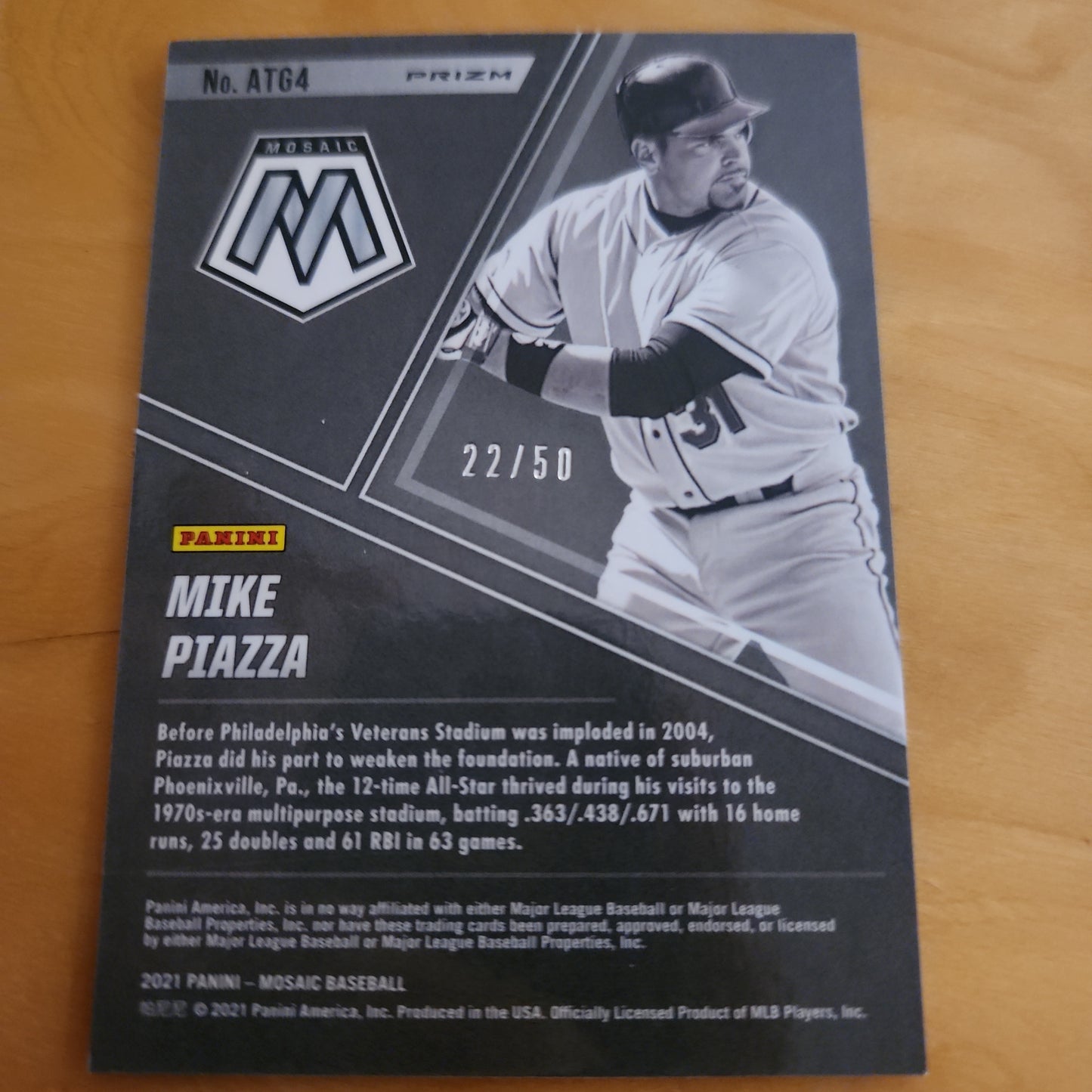 Panini Mosaic Prizm Purple Disco All-Time Greats Mike Piazza 22/50 #ATG4