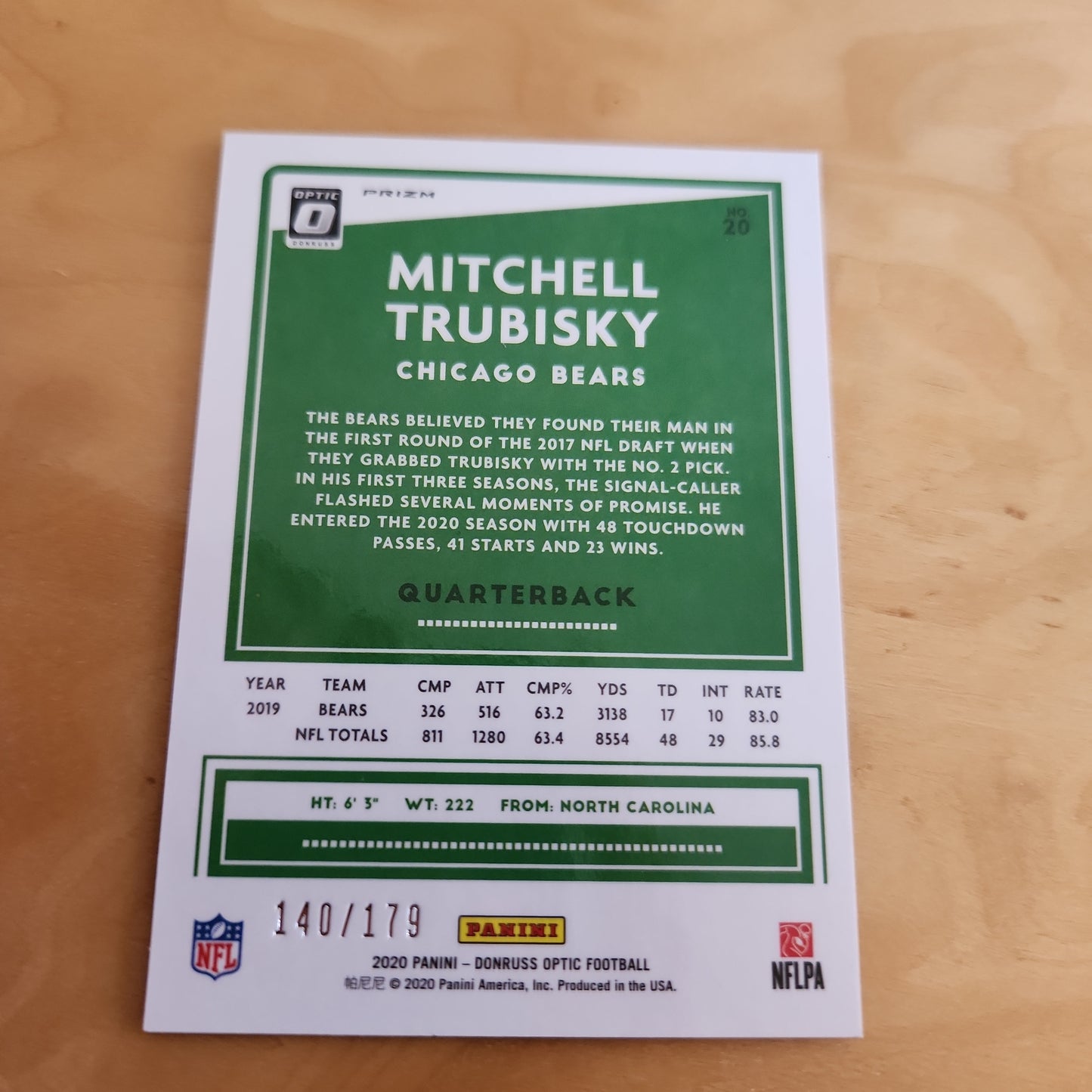 Panini Prizm Optic Football Blue Mitchell Trubisky 140/179 #20
