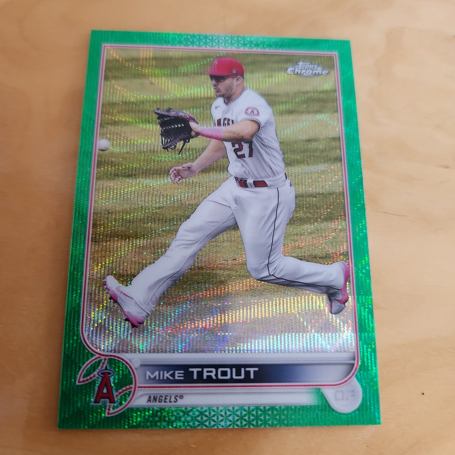Topps Chrome Green Refractor Baseball Mike Trout 54/99 #200