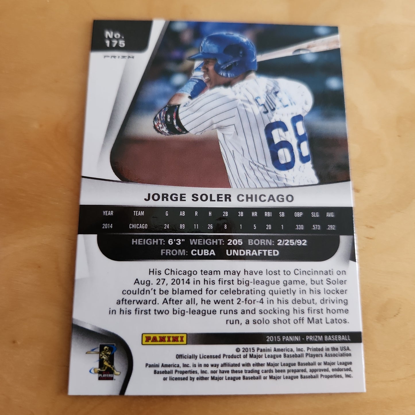 Panini Prizm Refractor Baseball Jorge Soler RC #175