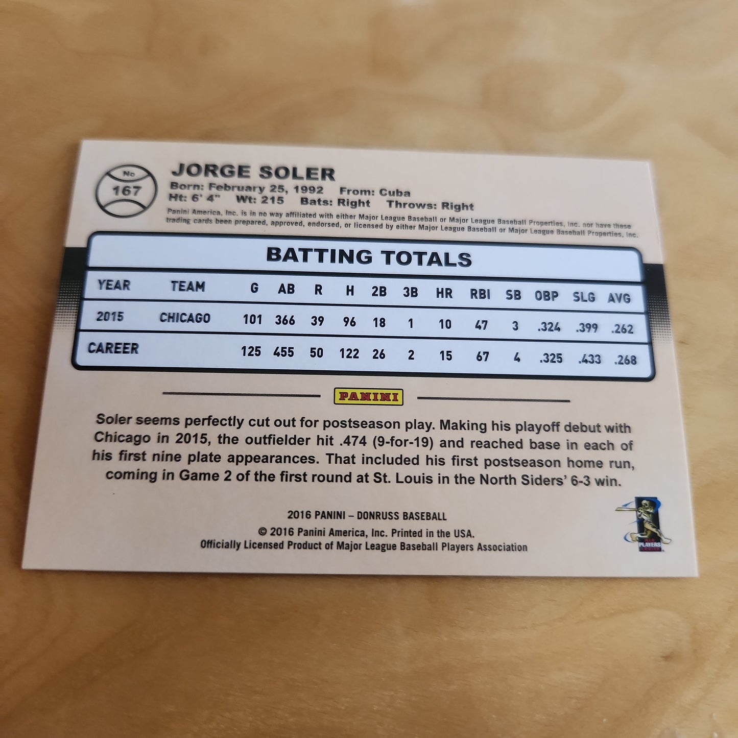 Panini Donruss Baseball Holo Jorge Soler 125/433 #167
