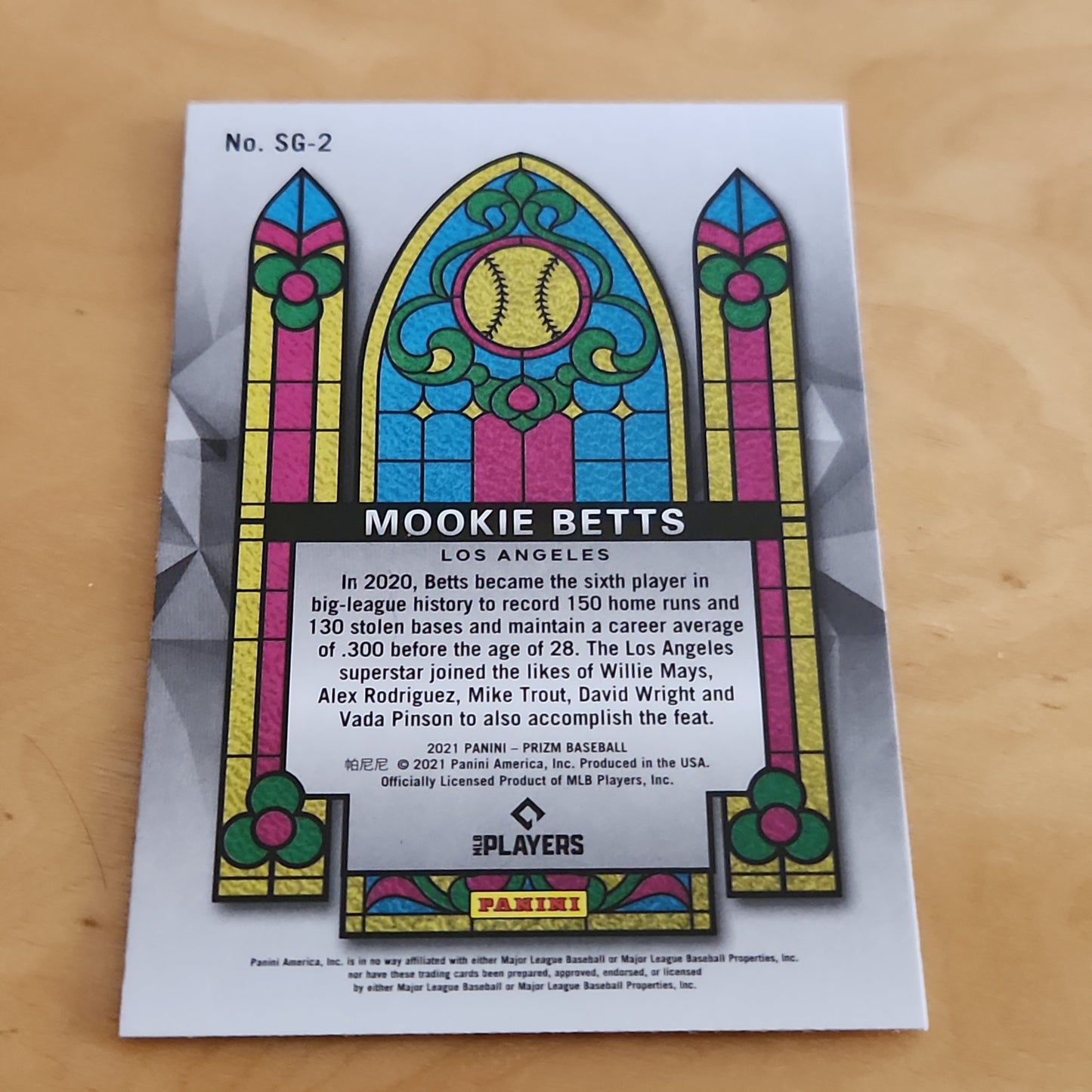 Panini Prizm Stained Glass Baseball Mookie Betts #SG-2