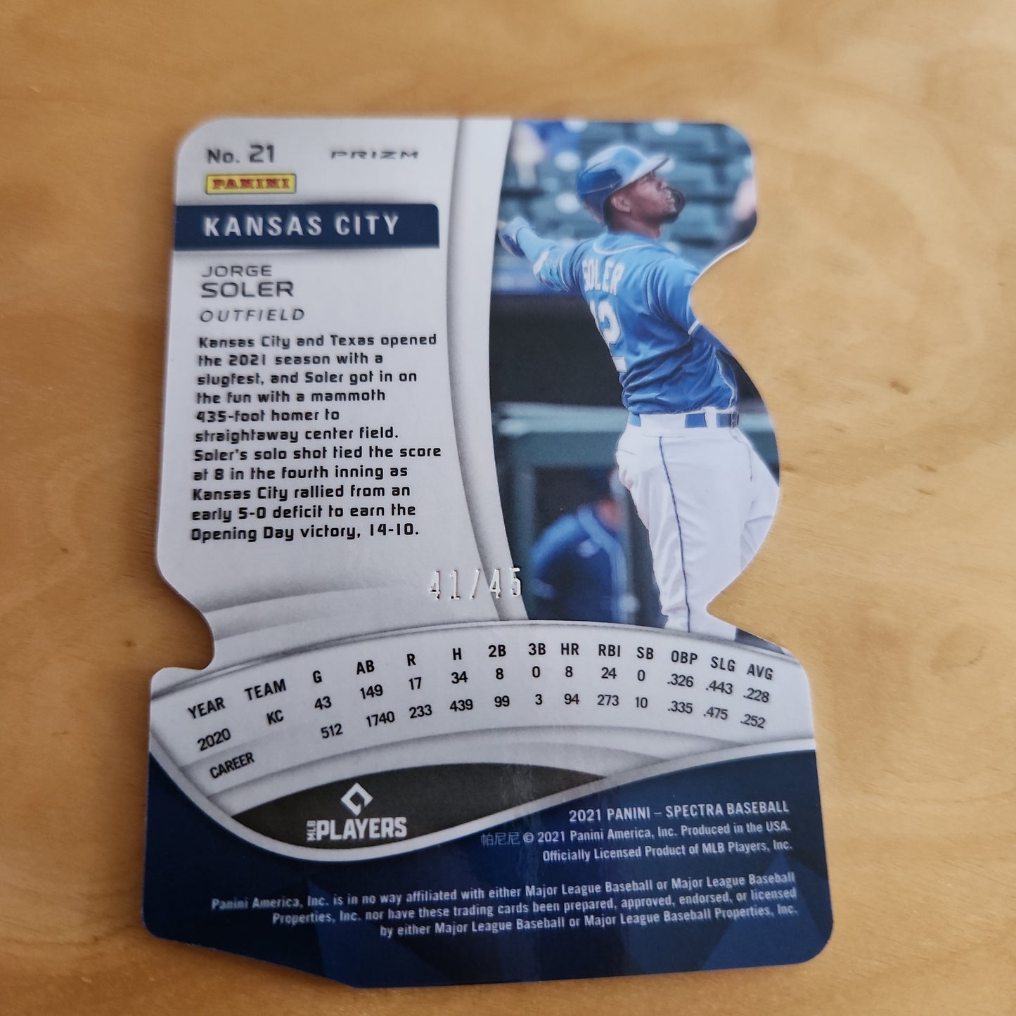 Panini Prizm Spectra Blue Baseball Dye-Cut Jorge Soler 41/45 #21