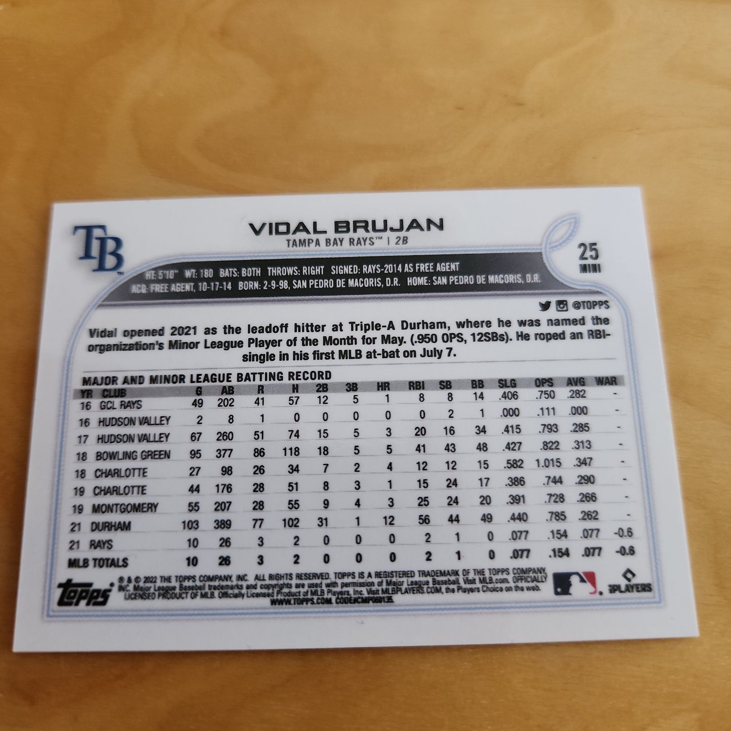 Topps Baseball Mini Vidal Brujan RC #25