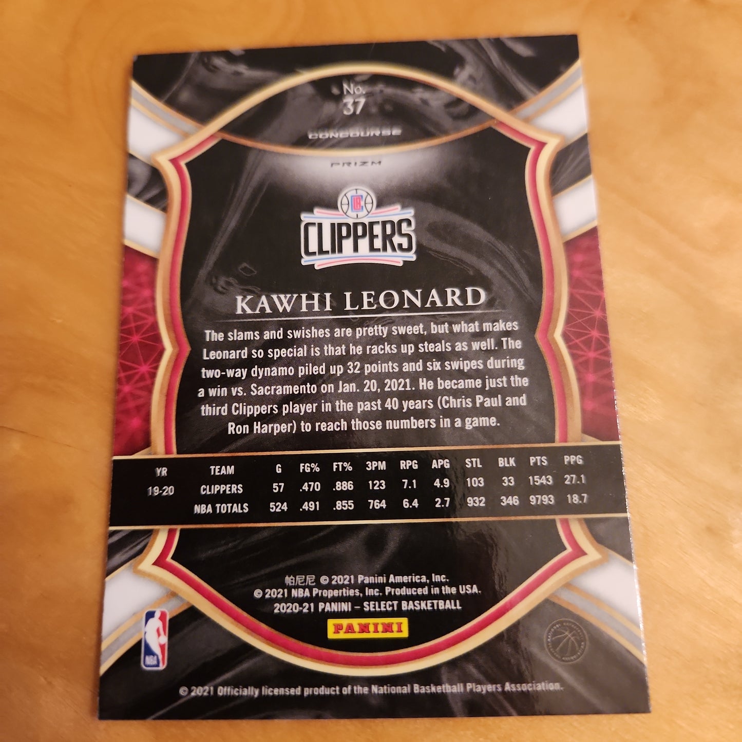 Panini Prizm Select Basketball Concourse Green, Purple & Red Kawhi Leonard #37