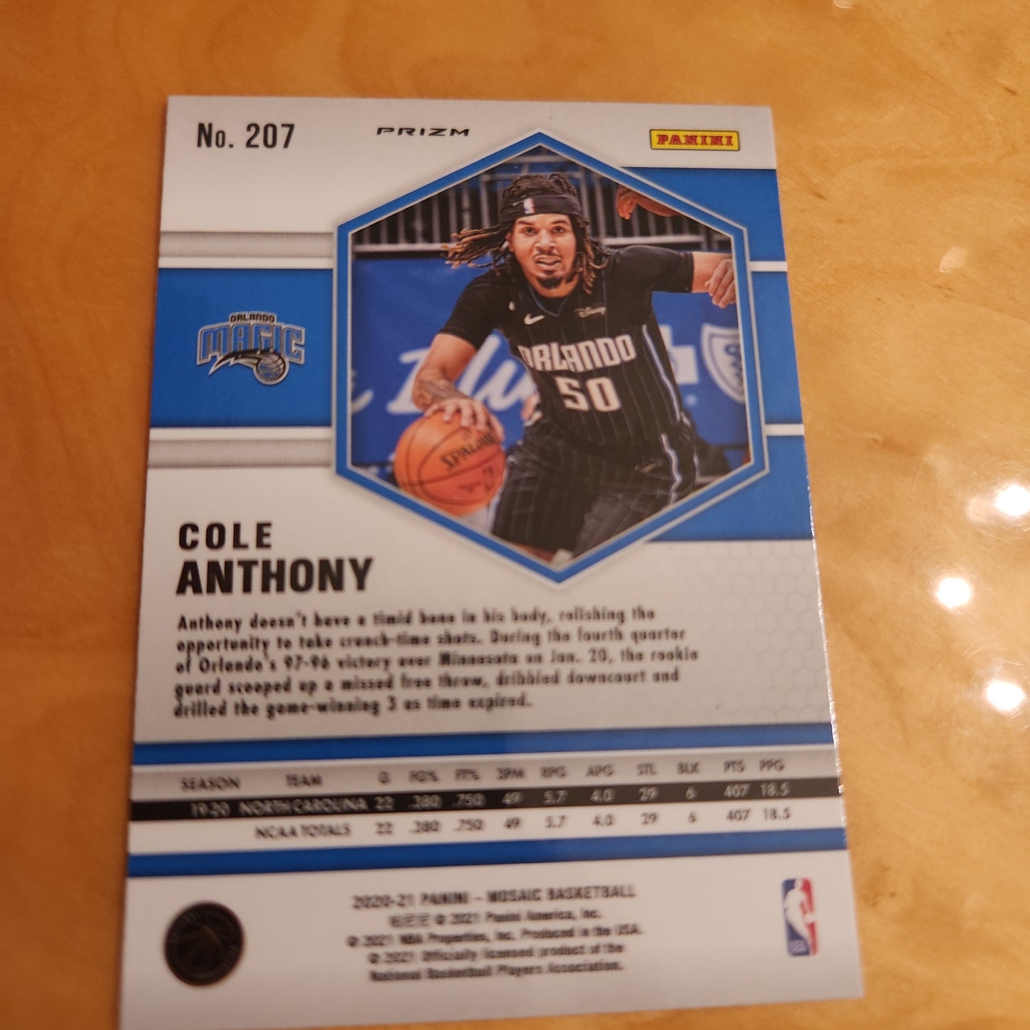 Panini Prizm Basketball Red Mosaic Cole Anthony #207