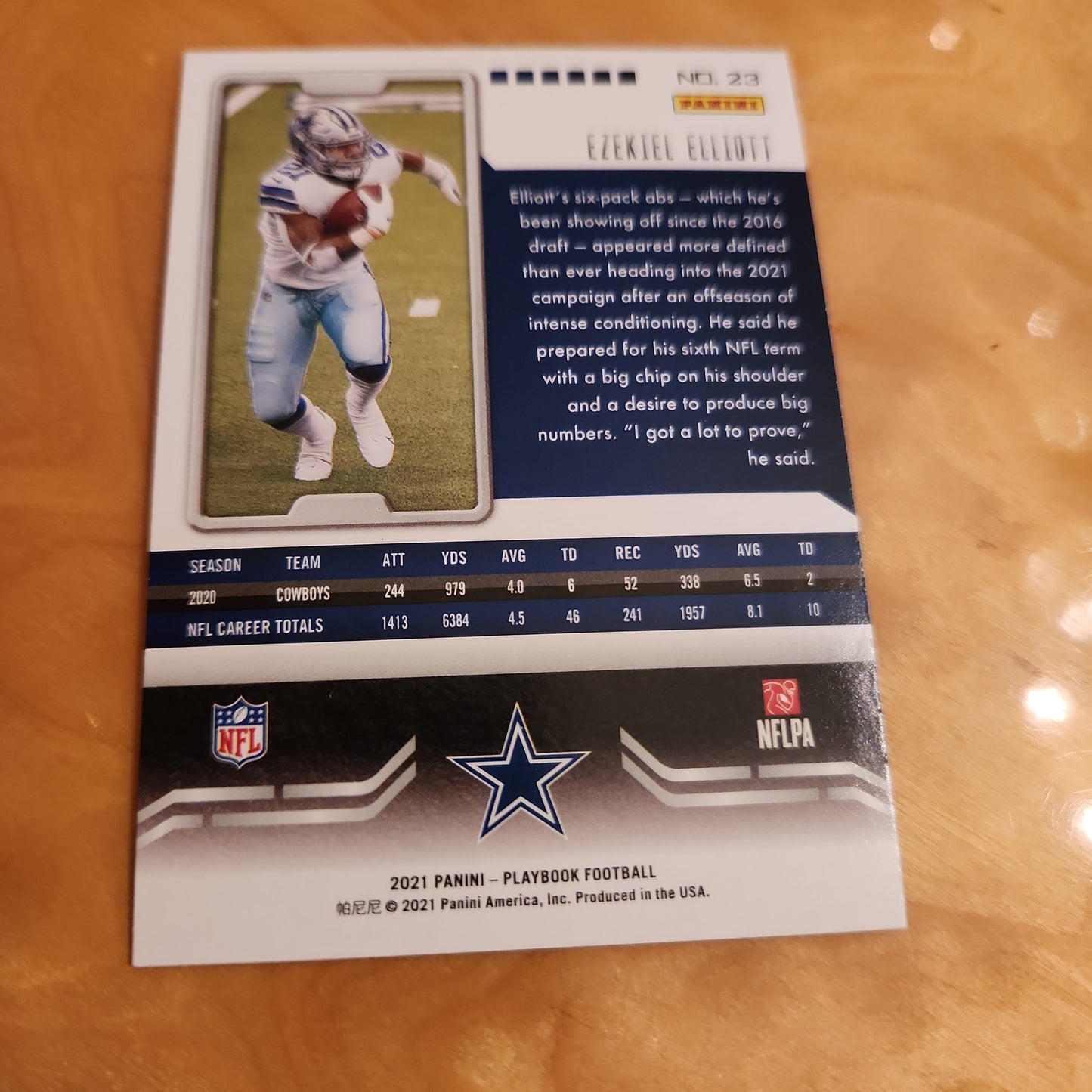 Panini Playbook Football Blue Refractor Ezekiel Elliot #23