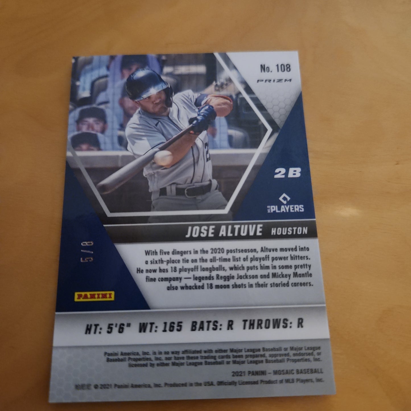 Panini Baseball Mosaic Prizm Black & Yellow Jose Altuve 5/8 #108