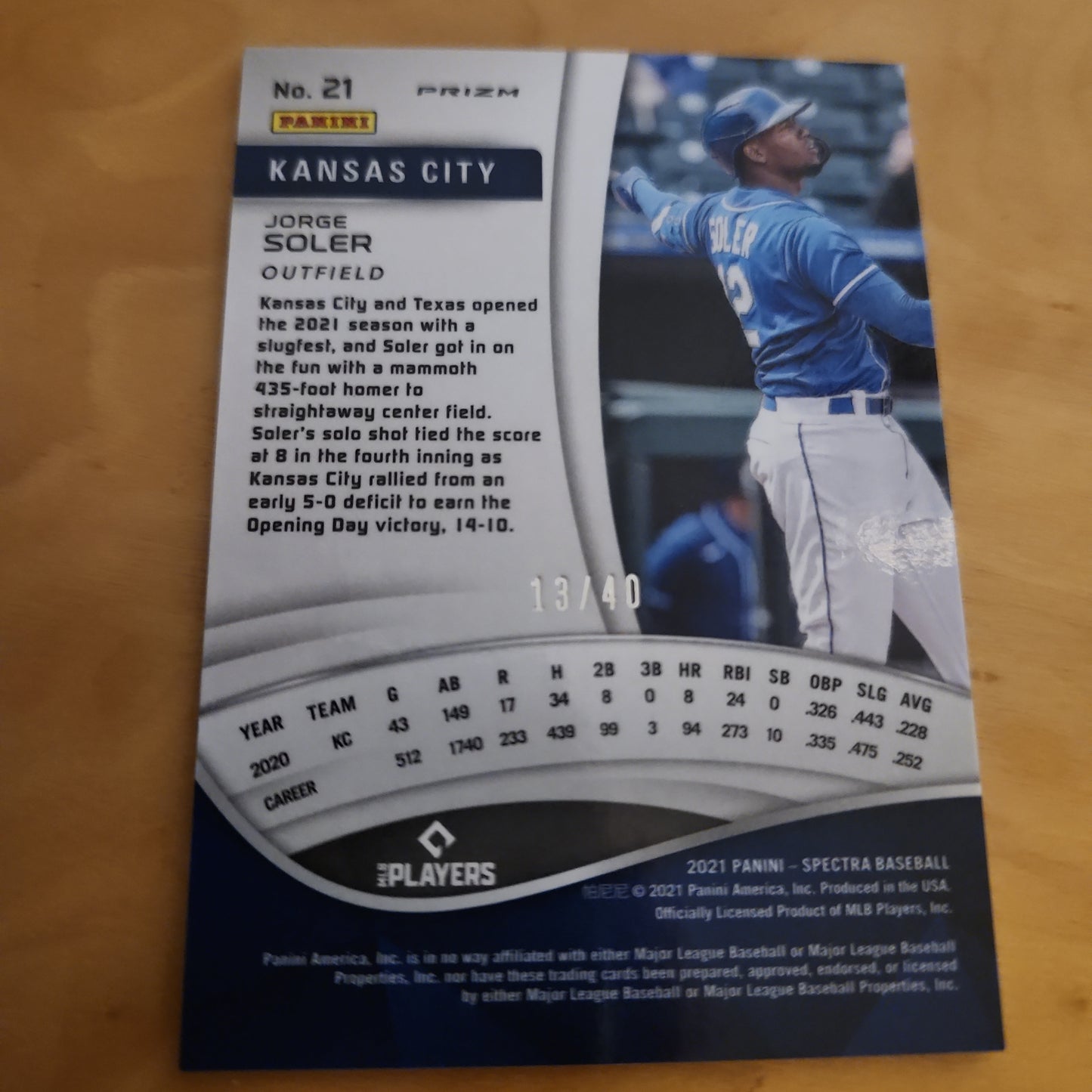 Panini Spectra Baseball Prizm Jorge Soler 13/40 #21